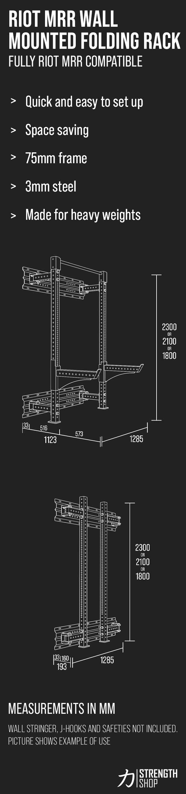 TEST - Riot MRR Wall-Mounted Foldable Rack (DO NOT USE) - Strength Shop