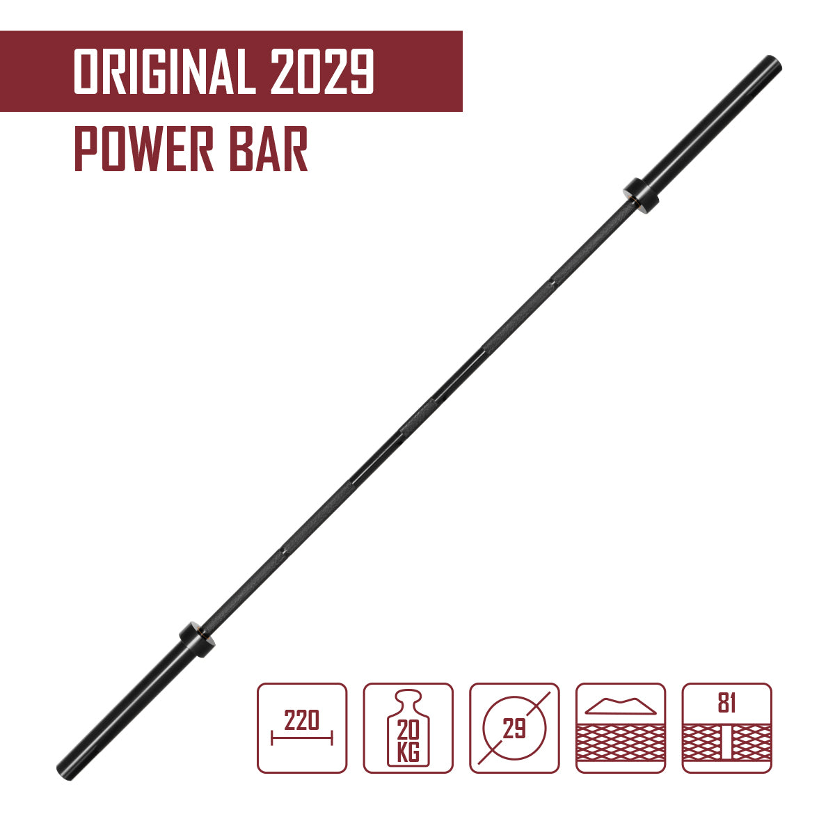 B-WARE Original 2029 Power Bar, All Black E-Coating - Strength Shop