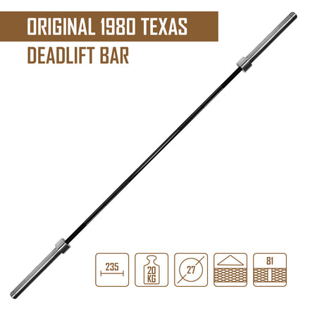B-WARE Original Texas Deadlift Bar - Black Zinc / Chrome Sleeves - Strength Shop