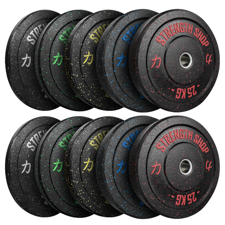 B-WARE Crumb Bumper Plates w/ Colour Coded Dots, 5kg-25kg or 150kg Set - Strength Shop