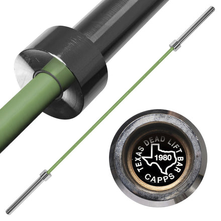 Original Texas Deadlift Bar - Chrome Sleeves, Bazooka Green Bar - Strength Shop