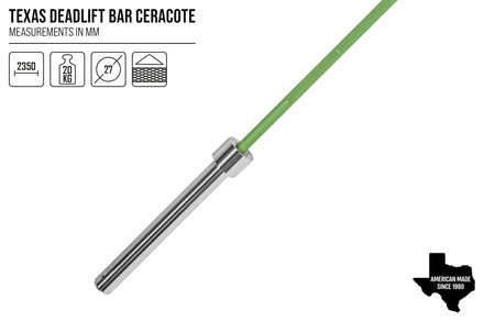 Original Texas Deadlift Bar - Chrome Sleeves, Bazooka Green Bar - Strength Shop