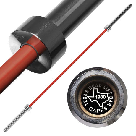 Original Texas Deadlift Bar - Chrome Sleeves, Red Bar - Strength Shop