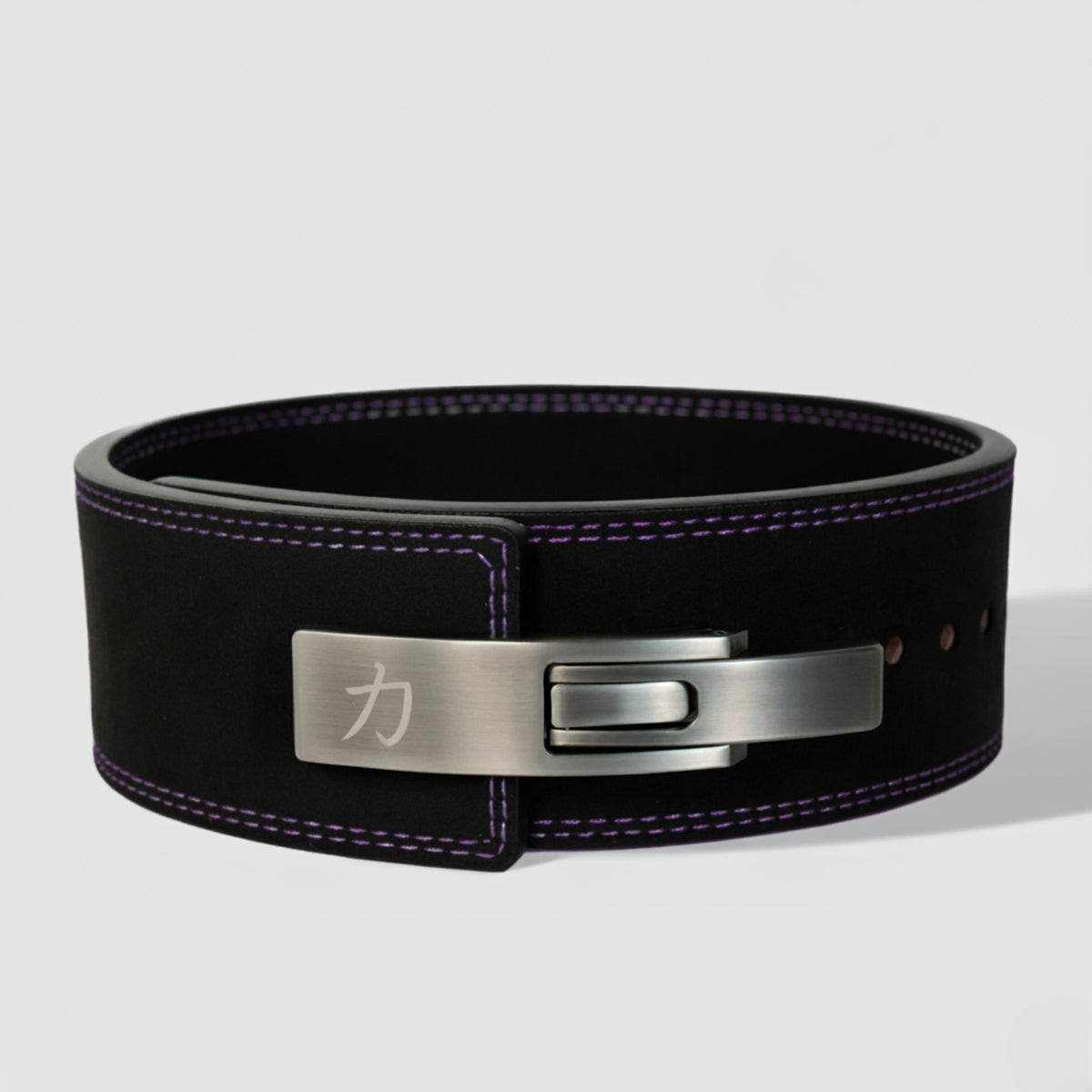 Black w/ Purple Stitching Lever Belt, 10mm - IPF Approved - Strength Shop