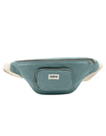 Hindbag Fanny Pack Sofia XL in Salbei aus GOTS-zertifizierter Bio-Baumwolle mit zwei Reißverschluss-Außentaschen und verstellbarem Schultergurt