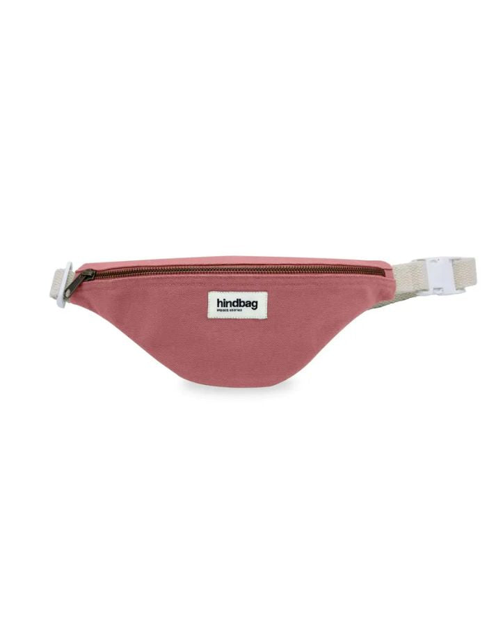 Fanny Pack Kids Augustin von Hindbag in Blush, GOTS-zertifizierte Bio-Baumwolle, Bauchtasche mit verstellbarem Gurt und Clip für Kinder von 4 bis 10 Jahren.
