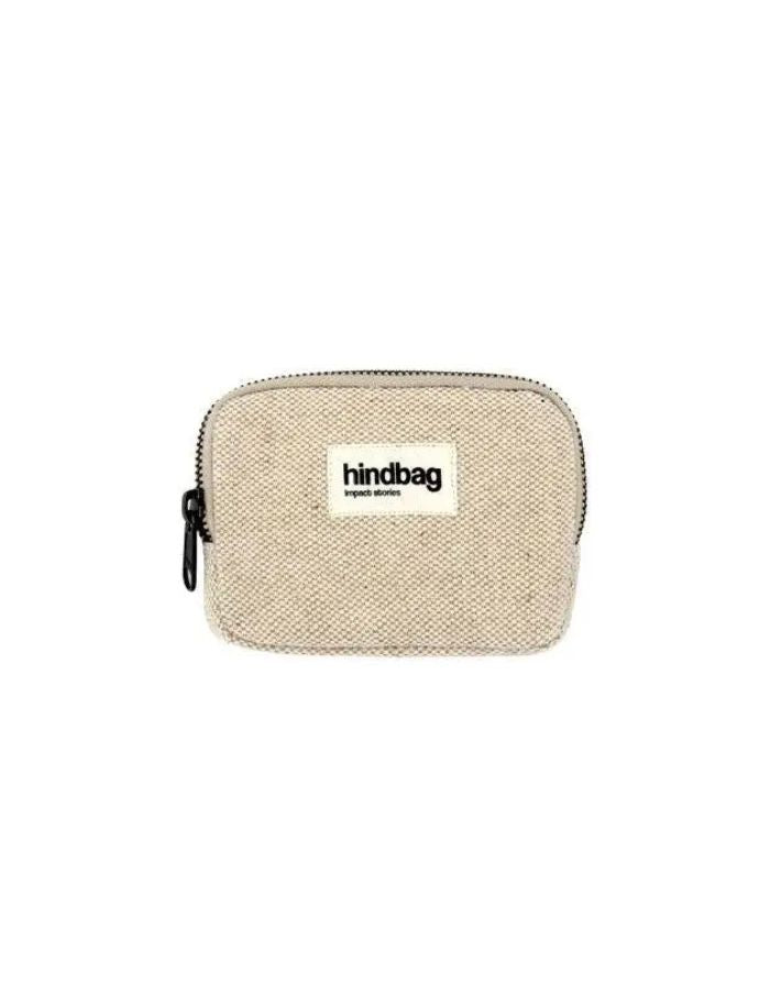 Geldbeutel Lili von Hindbag in Beige aus GOTS-zertifizierter, robuster Bio-Baumwolle und Jute, kleines Portemonnaie mit Reißverschluss für Karten, Ausweis oder Schmuck.