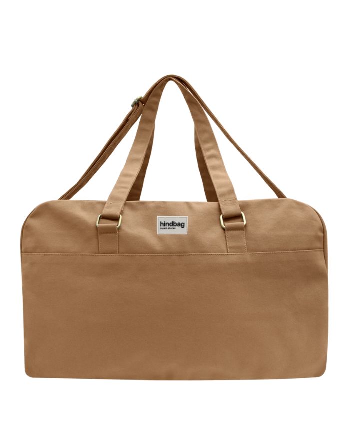 Hindbag Reisetasche Yves XL aus Bio-Baumwolle in Zimt, verstellbarer Schultergurt, Reißverschluss, nachhaltiges Material.