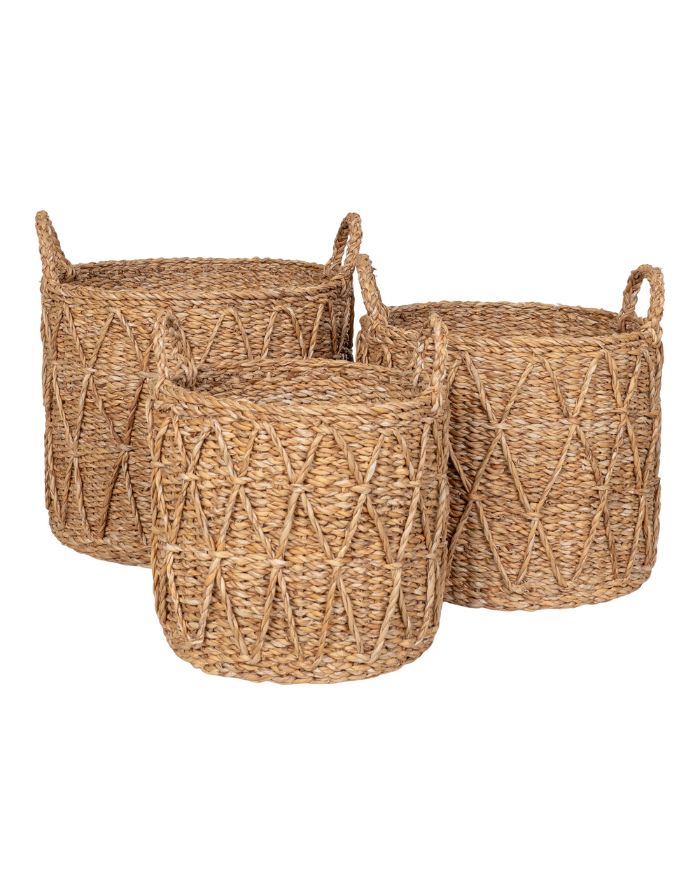 Korb Krabi L von House Nordic aus natürlichem Seegras in geflochtener Optik, Ø 36 × 30 cm.