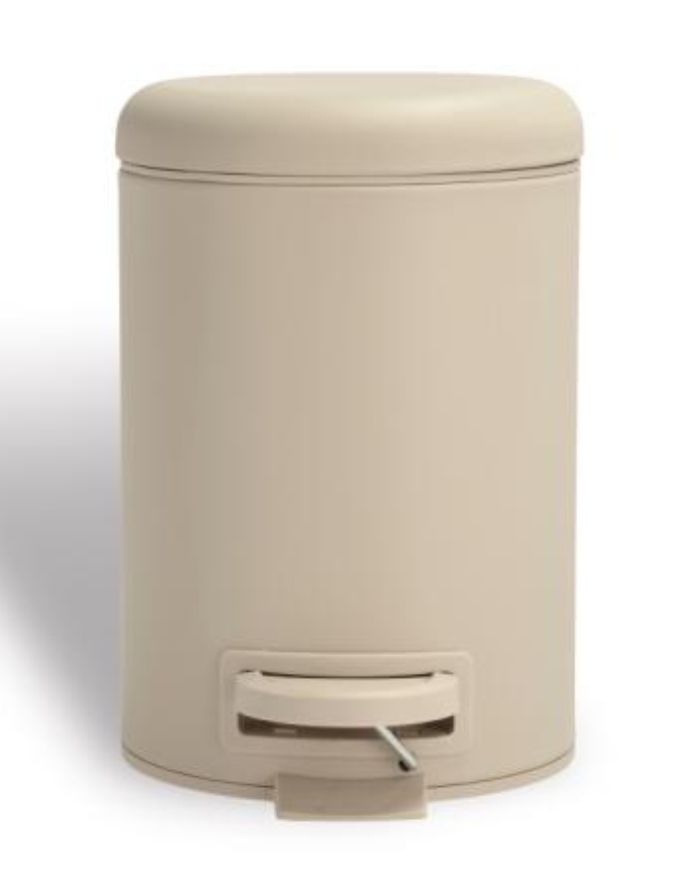 Pedaleimer Mono in Beige von Södahl: kleiner Eimer mit Soft-Close-Deckel, Pedal und herausnehmbarem Plastikeinsatz, 3 Liter Fassungsvermögen.