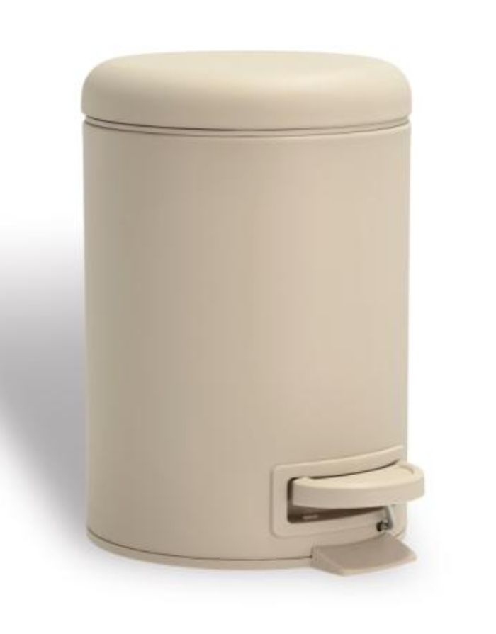 Pedaleimer Mono in Beige von Södahl: kleiner Eimer mit Soft-Close-Deckel, Pedal und herausnehmbarem Plastikeinsatz, 3 Liter Fassungsvermögen.