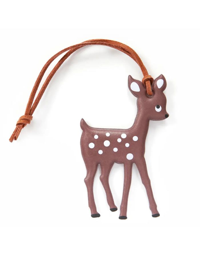 Runder Reflektor-Anhänger Bambi von Firefly Reflectors aus weichem, reflektierendem Material mit Lederband, ca. 8 cm – dekorativ und funktional.