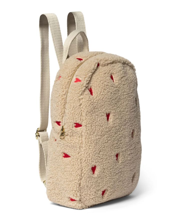 Kinder Rucksack Teddy Ecru Hearts von Studio Noos – Rückseite mit verstellbaren Trägern