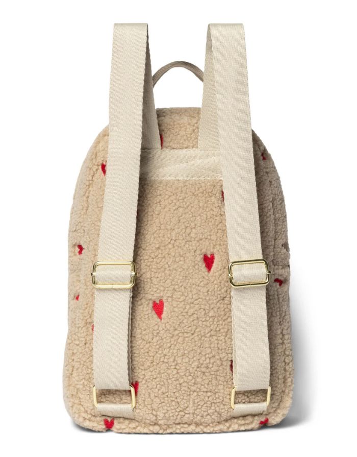 Kinder Rucksack Teddy Ecru Hearts von Studio Noos – Rückseite mit verstellbaren Trägern