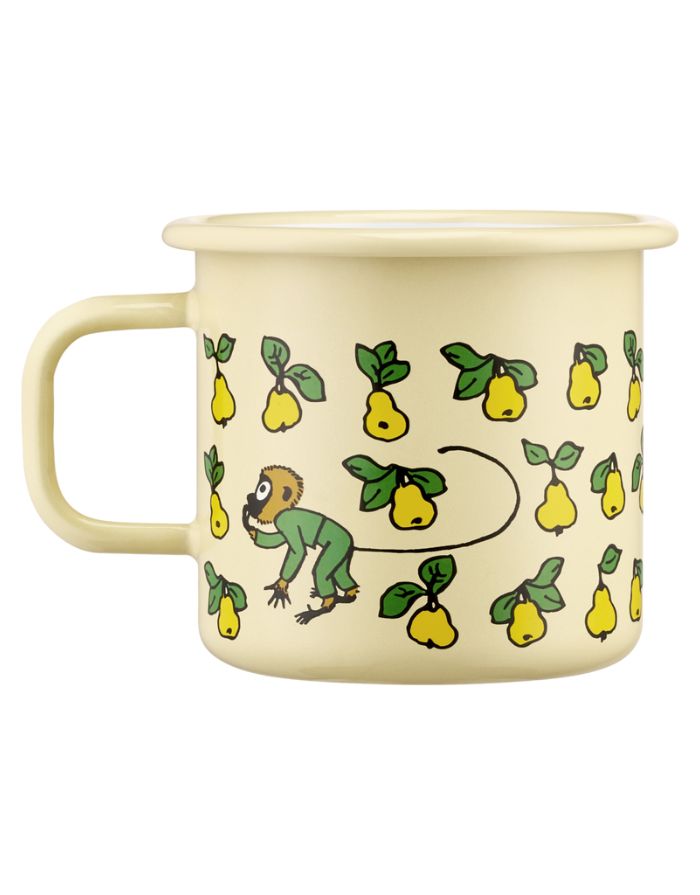 Emaillebecher Pippi Langstrumpf Fruits von Muurla, gelbe Tasse 3,7 dl mit Pippi-Motiv, robust, spülmaschinenfest, für Indoor und Outdoor