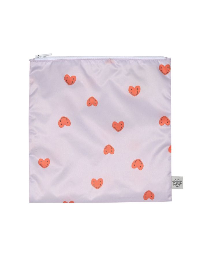 Wiederverwendbarer Snack Bag 2er Set für Kinder, Herzmotiv, BPA-frei, wasserabweisend, 17 x 18 cm, Happy Rascals Kollektion von Lässig.