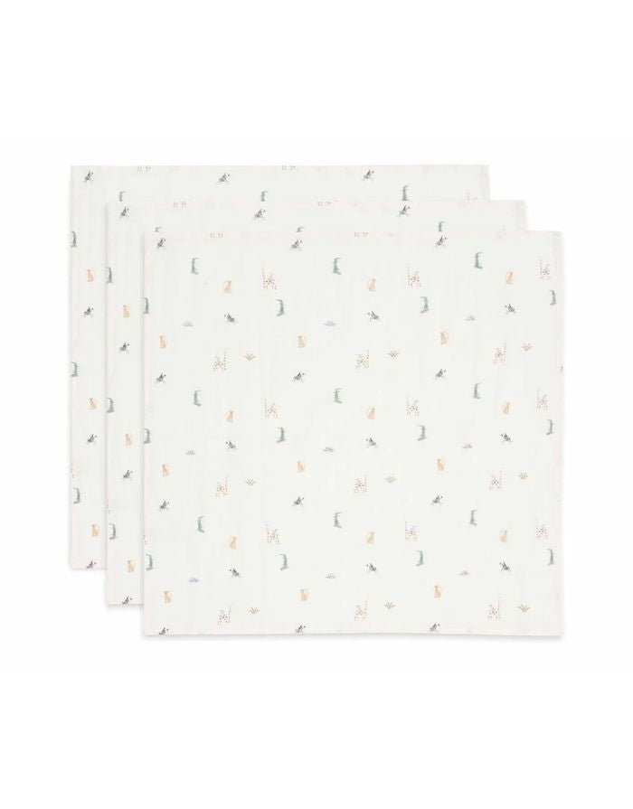 Jollein Spucktuch 3er Set „Jungle Jambo“ – 70x70 cm Mulltücher aus Baumwolle mit Gepardenprint, OEKO-TEX zertifiziert.