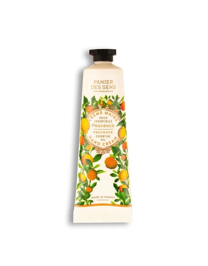 Handcreme Provence 30ml von Panier Des Sens, Mini-Handcreme mit Sheabutter, Olivenöl und ätherischen Ölen aus Zitrone und Zypresse für weiche, hydratisierte und duftende Hände.
