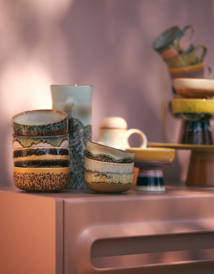 Unikat Dessert Schale Cove aus der 70s Kollektion von hkliving mit individuellen Farbvariationen
