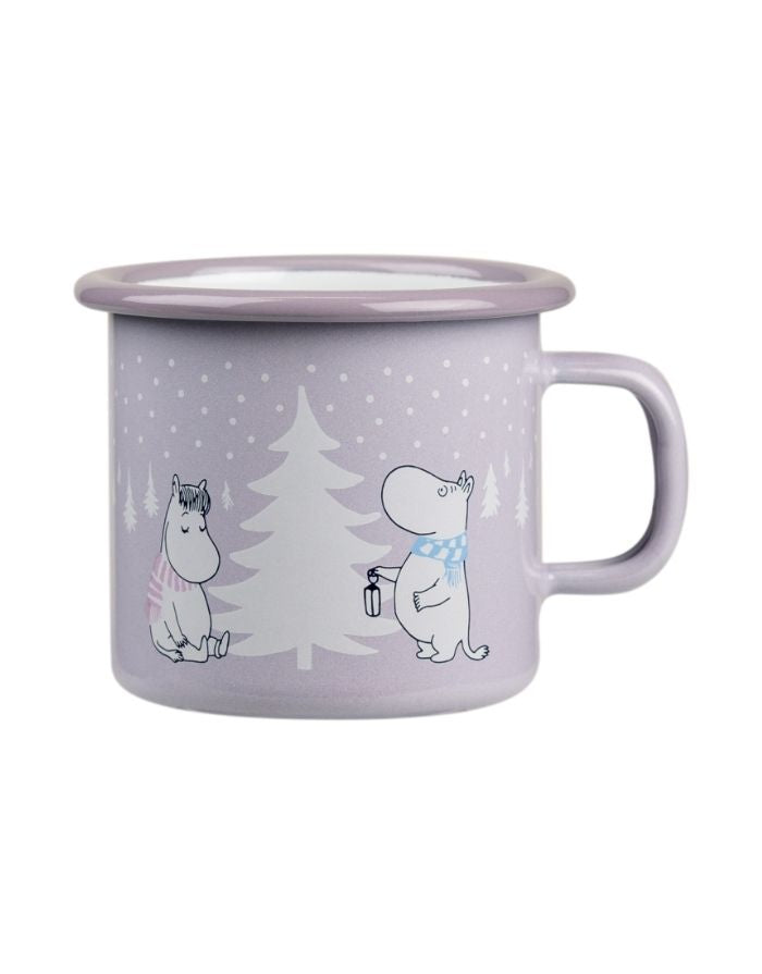 Moomin Emaillebecher Snowfalls von Muurla mit winterlichem Moomin-Motiv, 2,5 dl.