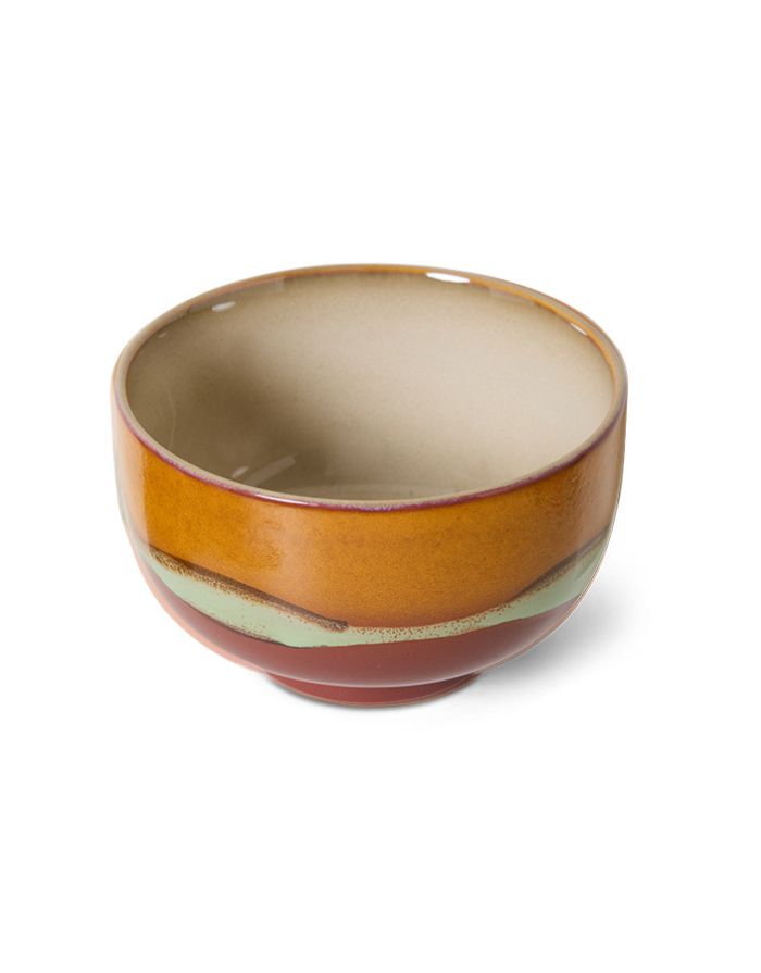 70s Ceramics Noodle Bowl Clay mit organischer Glasur und Retro-Charakter