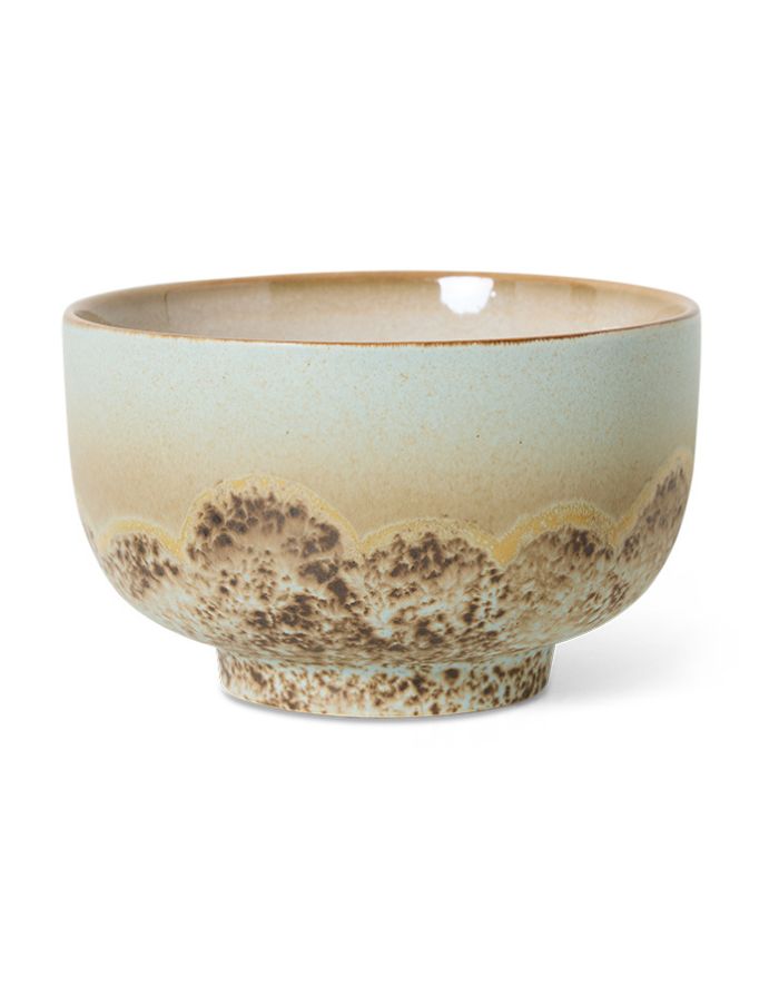 70s Ceramics Noodle Bowl Shell mit natürlichem Farbverlauf und organischer Glasur