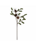 Grüner künstlicher Pine Stiel von Bloomingville mit strukturierten Kiefernnadeln und braunen Tannenzapfen, 73 cm hoch.