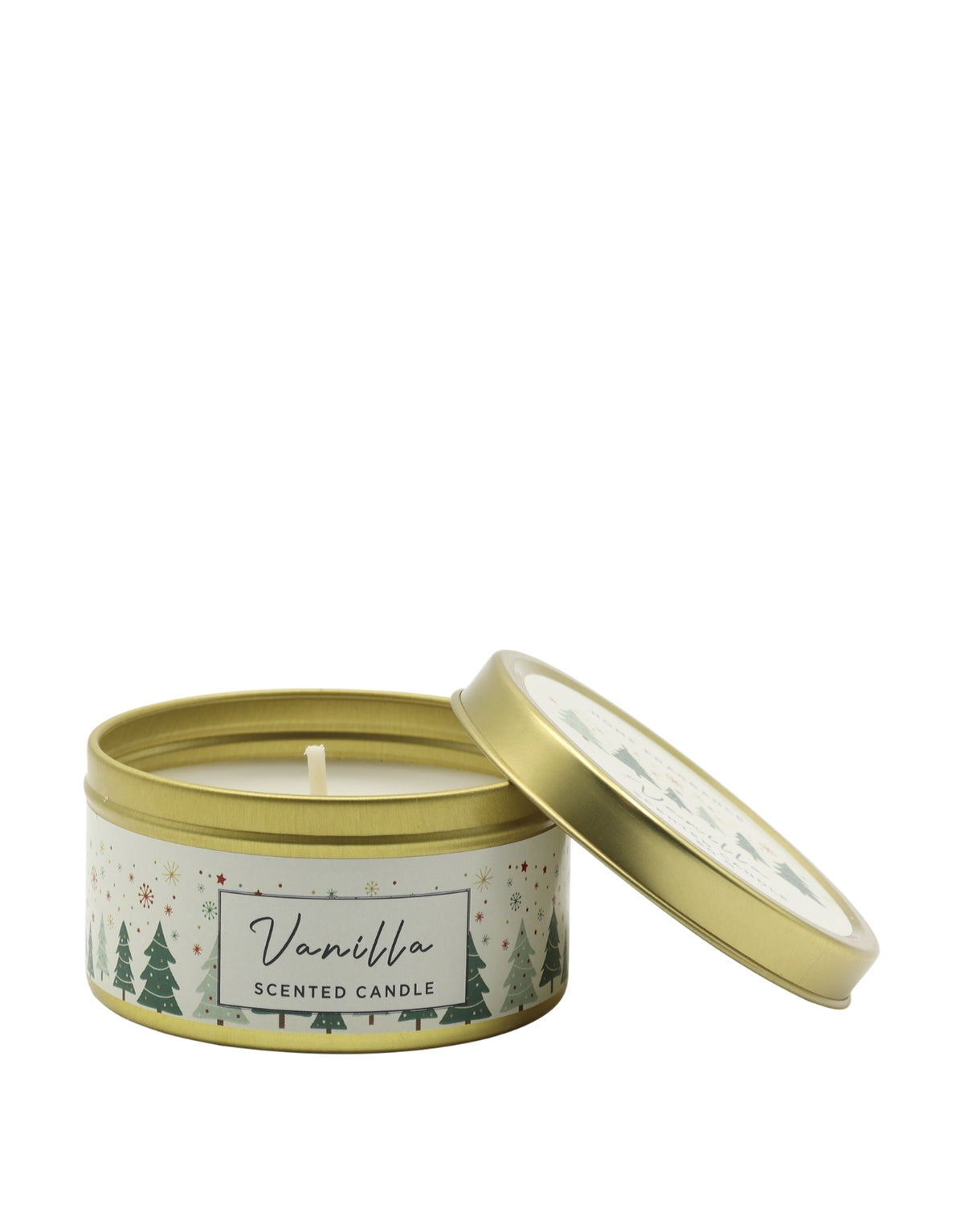 Duftkerze Vanilla von Chic Antique im kleinen Zinnbehälter mit Deckel und warmem Vanilleduft.