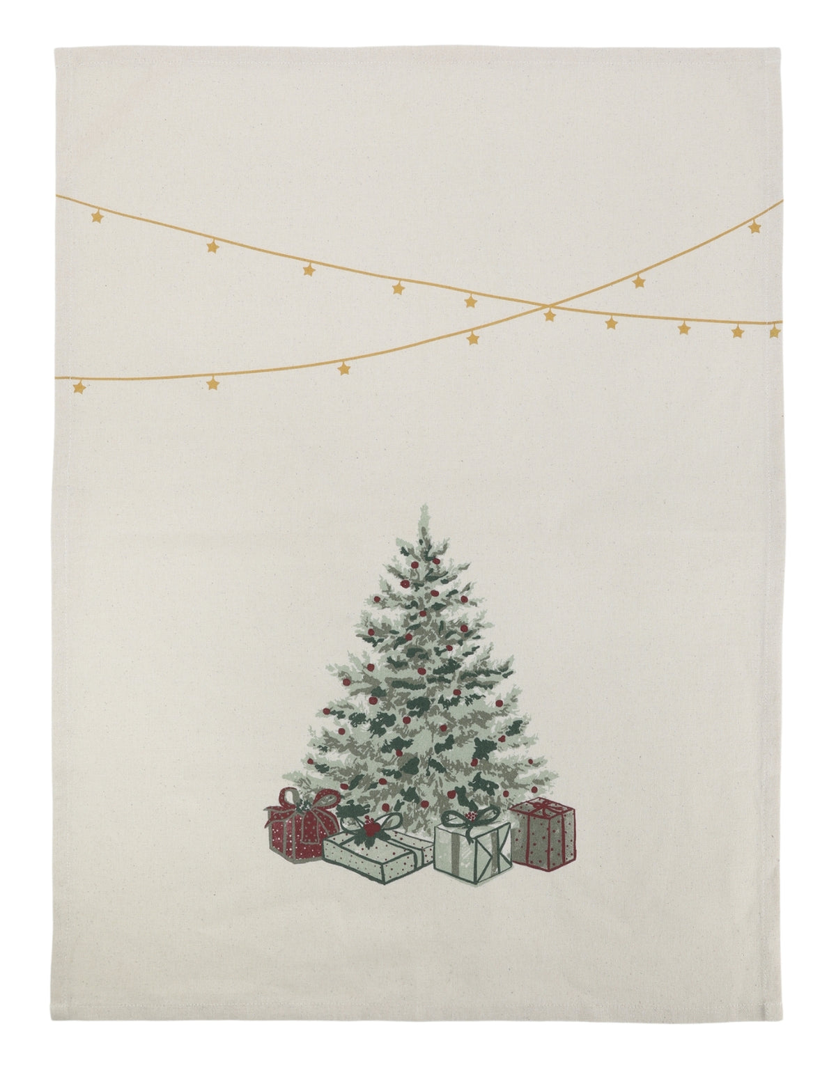 Geschirrtuch von Chic Antique aus Baumwolle in Leinenoptik mit weihnachtlichem Tannenbaummotiv im Format 50 × 70 cm.