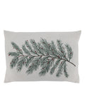 Dekorativer Aix Kissenbezug von Chic Antique mit winterlichem Tannenzweigmotiv aus Leinen und Polyester im Format 50 × 35 cm.