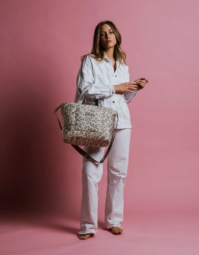 Padded Tote Bag Medium I Leo Splashes Grey/Sand