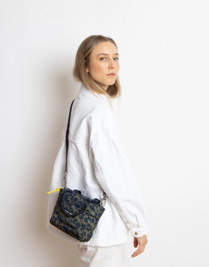 Padded Tote Bag Mini I Leo Splashes Navy/Olive