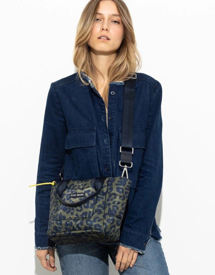 Padded Tote Bag Small I Leo Splashes Navy/Olive