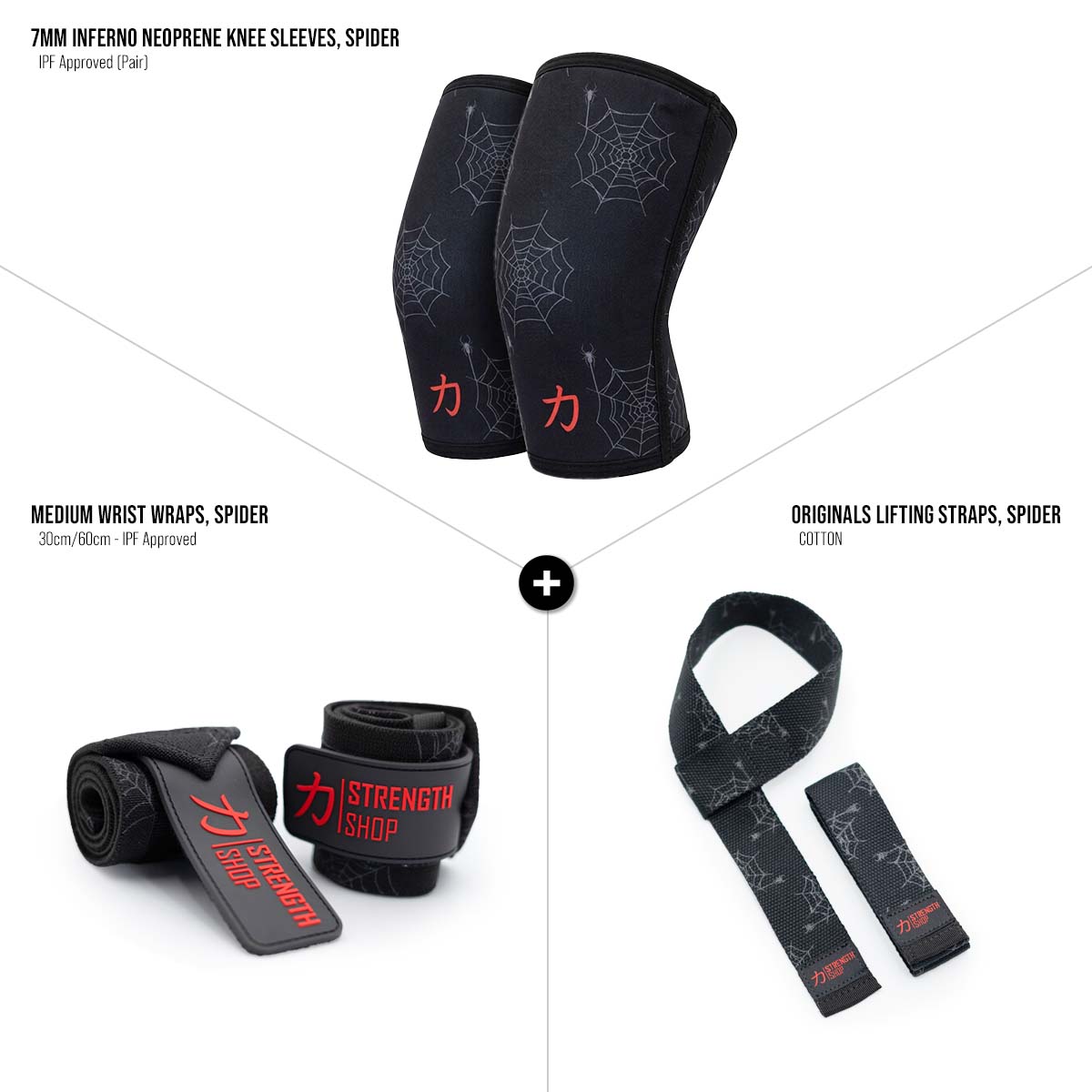 Spider Pattern Strength Bundle – Knee Sleeves, Wraps & Straps - Strength Shop