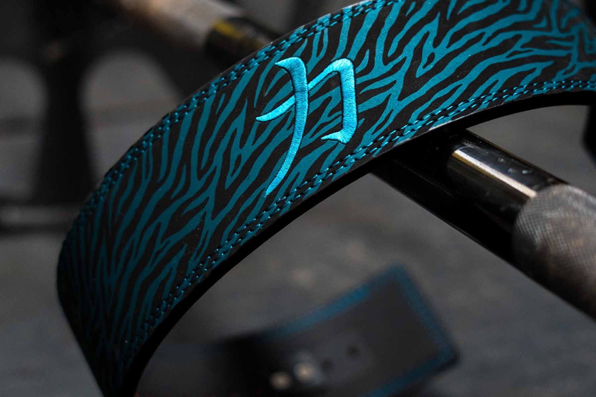 Blue Tiger Print Lever Belt, 10mm - IPF Approved - Strength Shop