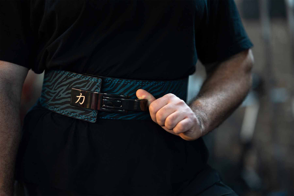 Blue Tiger Print Lever Belt, 10mm - IPF Approved - Strength Shop