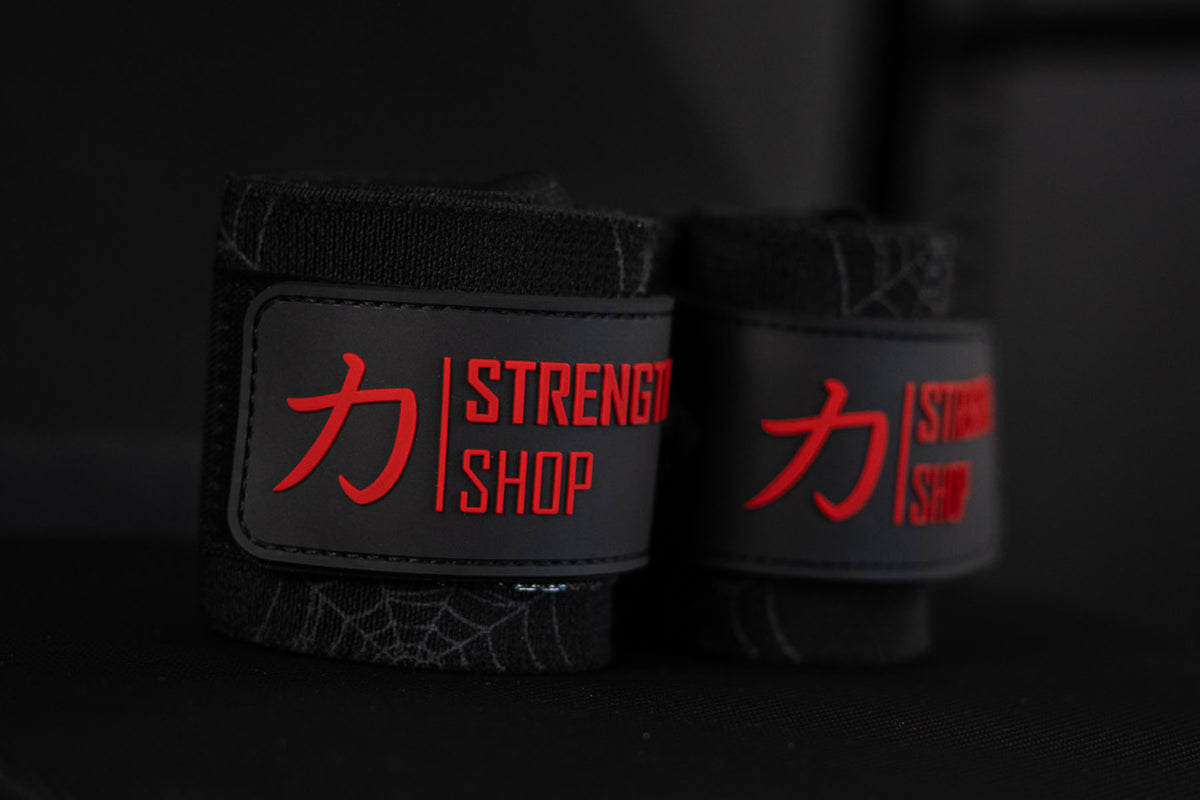 Medium Wrist Wraps, Spider print - IPF Approved, 30cm/60cm - Strength Shop