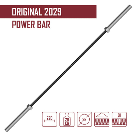 B-WARE Original 2029 Power Bar, Black Shaft & Chrome Sleeves - Strength Shop