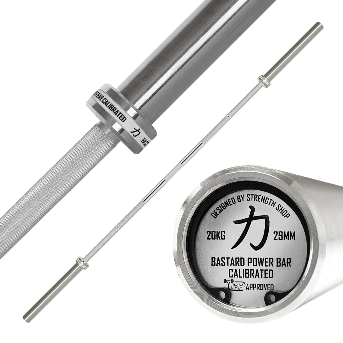 B-WARE Calibrated Bastard Power Bar - Stainless Steel, IPF Approved (1) - Strength Shop