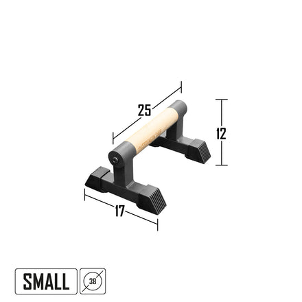 Wooden Grip Parallettes - 3 Sizes, Steel Base - Strength Shop